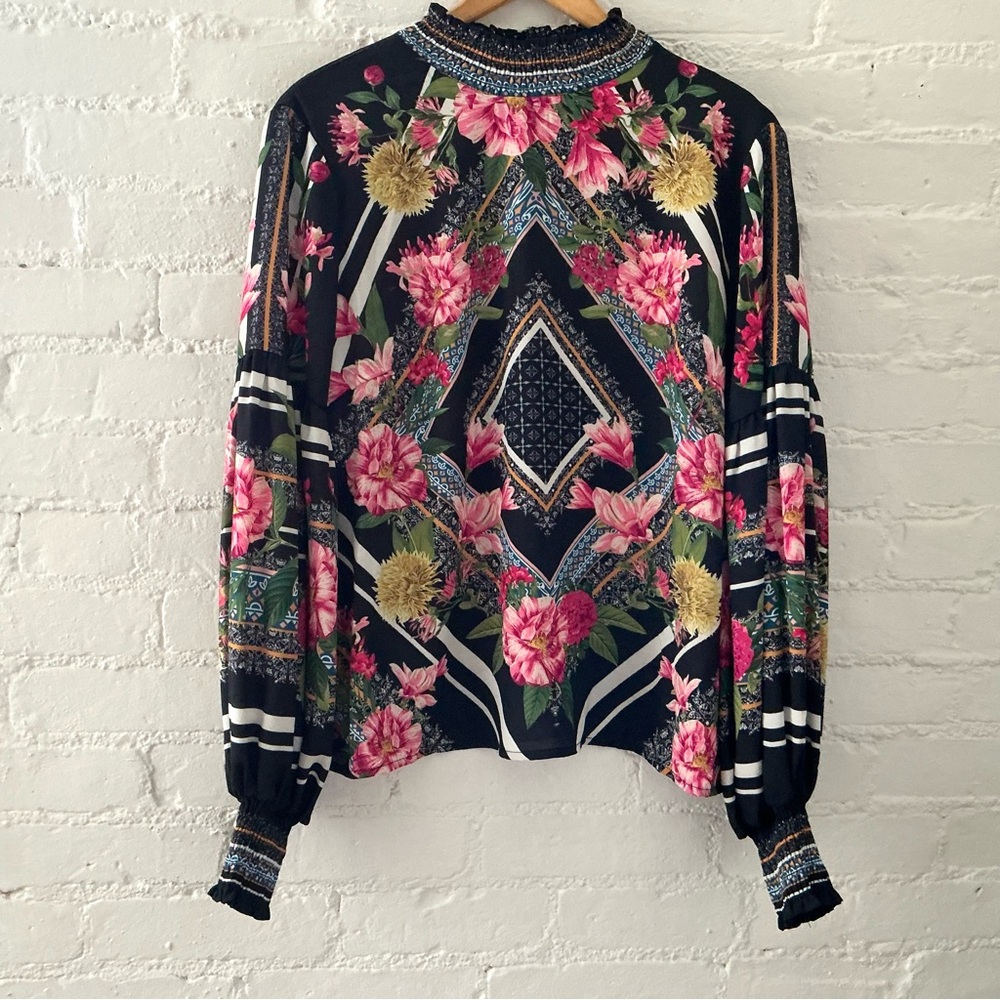Jealous Tomato Long Sleeve Bright Printed Blouse Balloon Sleeve Chic Stylish - Picture 2 of 16